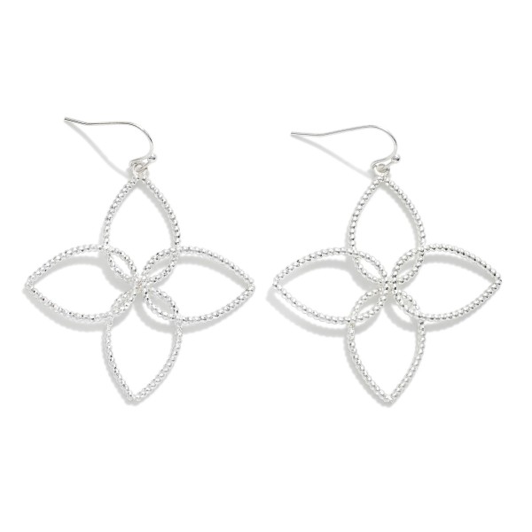 Textured Metal Clover Drop Earrings 

- Approximately 2" L