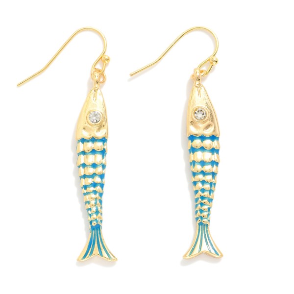 Metal Fish Drop Earrings 

- Approximately 2" L