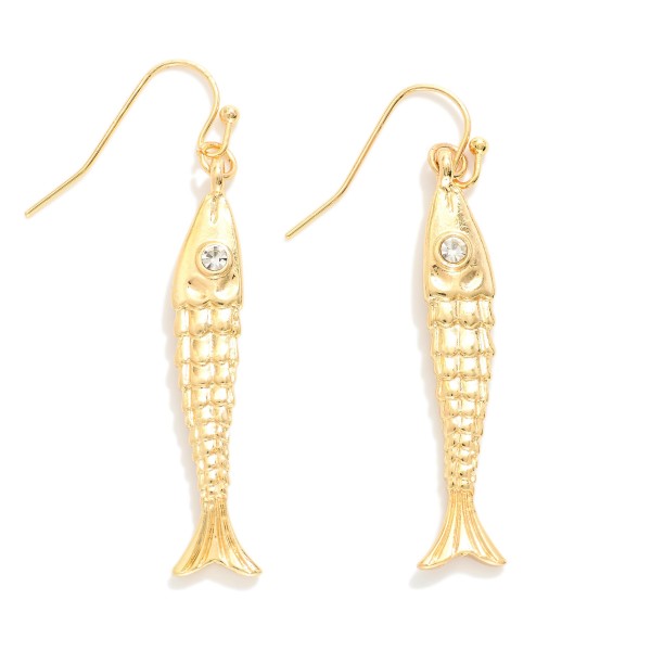 Metal Fish Drop Earrings 

- Approximately 2" L
