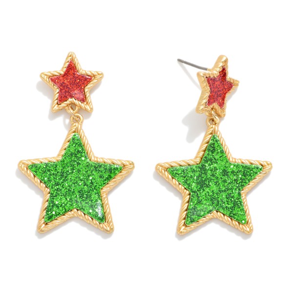 Linked Glitter Stars Post Drop Earrings 

- Approximately 2" L 