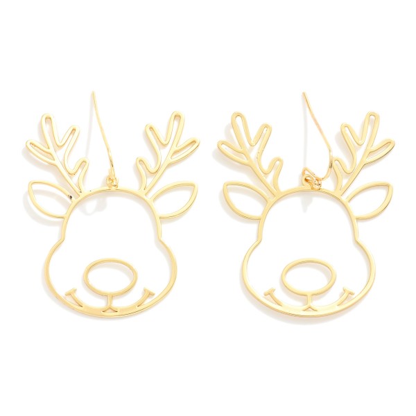 Metal Reindeer Shaped Hoop Drop Earring 

- Approximately 1.5" L