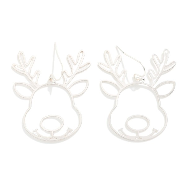 Metal Reindeer Shaped Hoop Drop Earring 

- Approximately 1.5" L