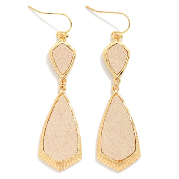 Linked Vegan Leather & Gold Geometric Shape Drop Earrings 

- Approximately 2.5" L