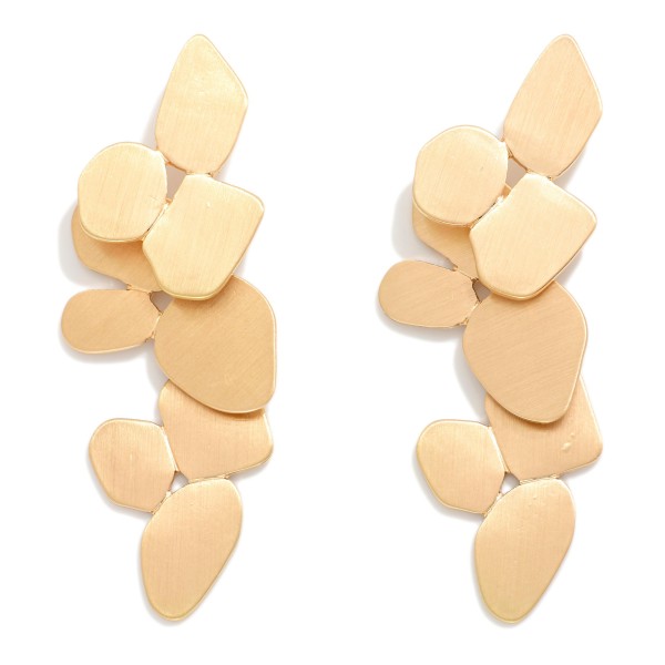 Linked Brushed Metal Geometric Shape Drop Earrings 

- Approximately 2" L