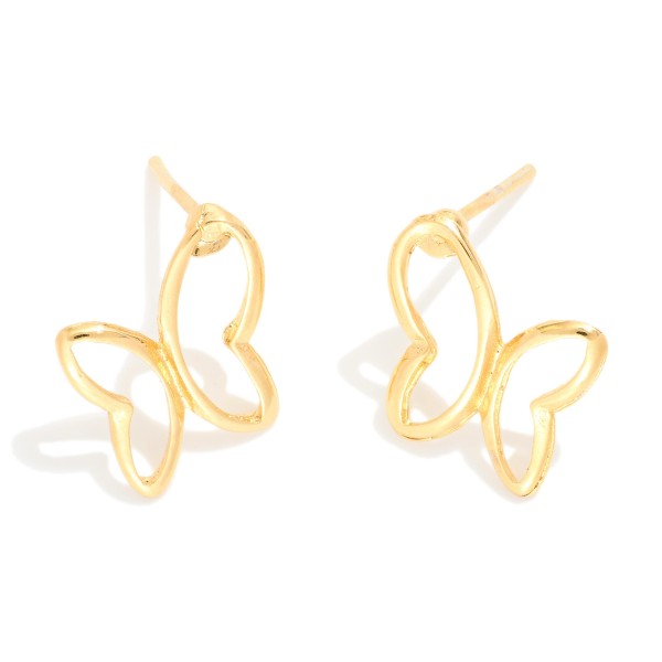 Hollow Gold Tone Butterfly Stud Earring 

- Approximately .25" D
- 18k Gold Filled
- Hypoallergenic
- Made In Brazil
