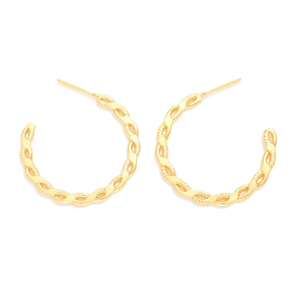 Flat Twisted Metal Hoop Post Drop Earring

- 18K Gold Filled
- Approximately .5" D
- Hypoallergenic
- Made In Brazil

