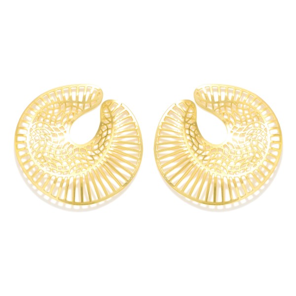 Metal Tone Geometric Shape Post Drop Earring Featuring cutout Detail

- Approximately 1.5" D
- 18k Gold Filled
- Hypoallergenic
- Made In Brazil
