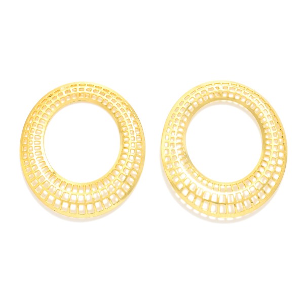 Metal Tone Geometric Shape Post Drop Earring Featuring cutout Detail

- Approximately 1.05" D
- 18k Gold Filled
- Hypoallergenic
- Made In Brazil