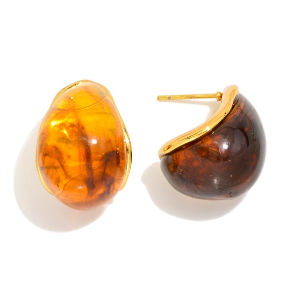 Acetate Teardrop Hoop Post Drop Earrings 

- Stainless Steel 
- Approximately 1" L