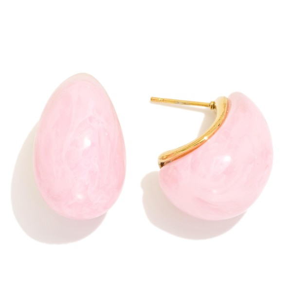 Acetate Teardrop Hoop Post Drop Earrings 

- Stainless Steel 
- Approximately 1" L