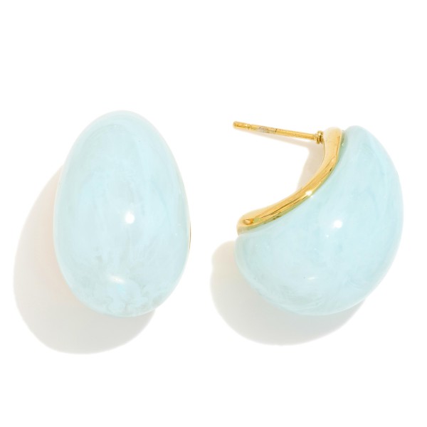 Acetate Teardrop Hoop Post Drop Earrings 

- Stainless Steel 
- Approximately 1" L