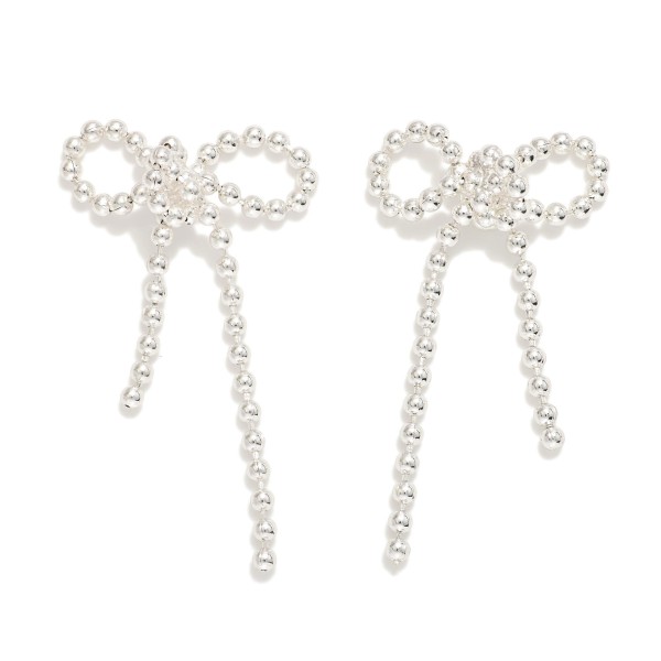 Ball Chain Bow Post Drop Earrings 

- Brass Base
- Approximately 1.25" L