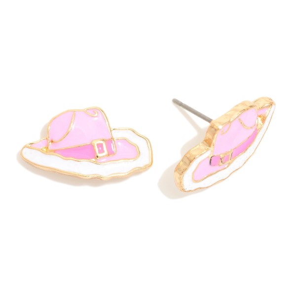 Enamel Santa Cowboy Hat Stud Earrings 

- Approximately 1" L