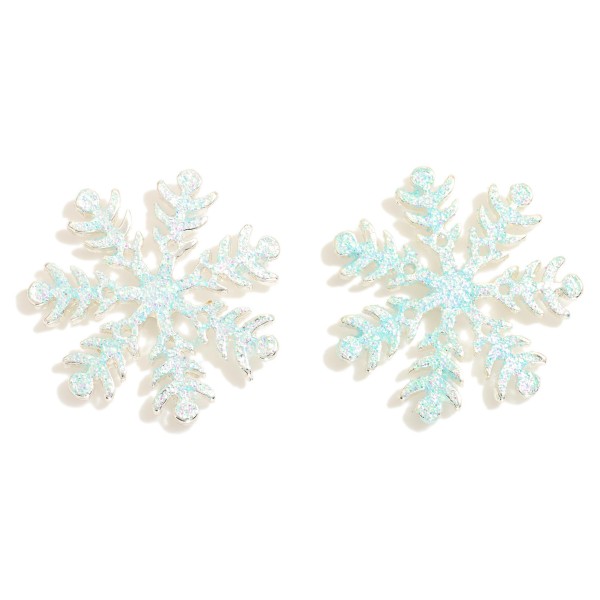 Glitter Snowflake Post Drop Earrings 

- Approximately 1" L