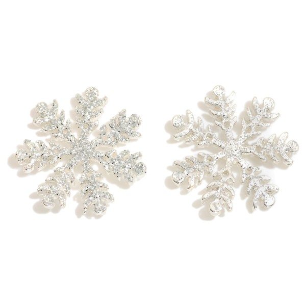 Glitter Snowflake Post Drop Earrings 

- Approximately 1" L