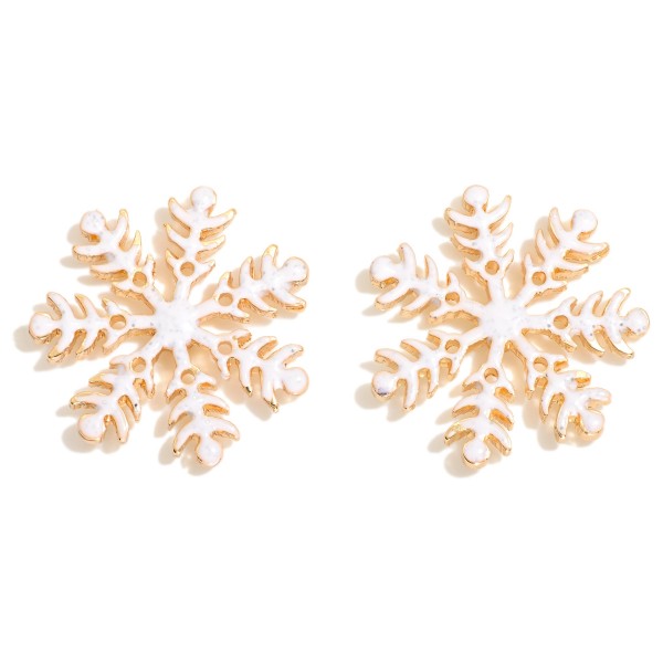 Painted Metal Snowflake Post Drop Earrings 

- Approximately 1" L