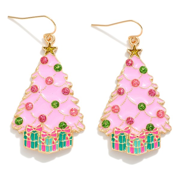 Enamel Christmas Tree Drop Earrings

- Approximately 1.75" L