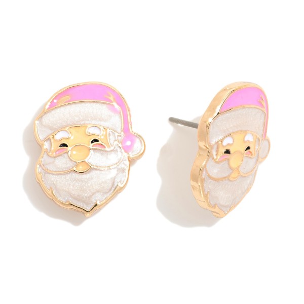 Enamel Santa Claus Post Drop Earrings 

- Approximately .75" L