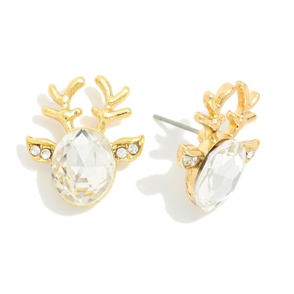 Rhinestone Reindeer Head Stud Earrings

- Approximately .75" L