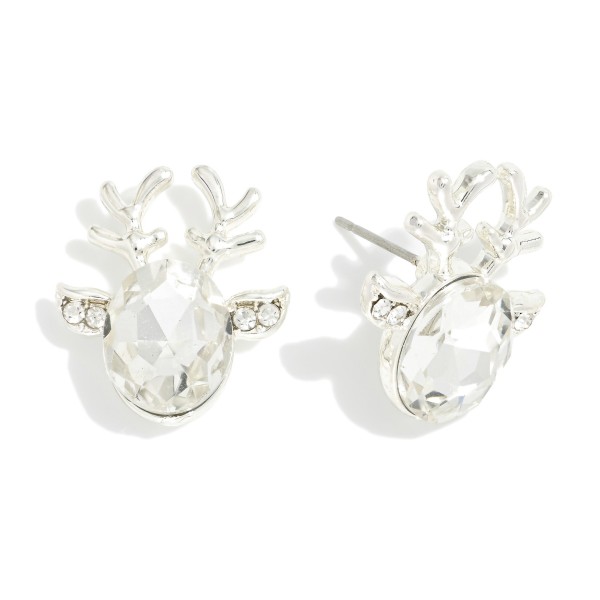 Rhinestone Reindeer Head Stud Earrings

- Approximately .75" L
