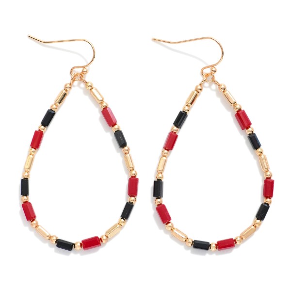 Beaded Teardrop Drop Earrings Featuring Glass Crystal & Metal Tones

- Approximately 2.25" L