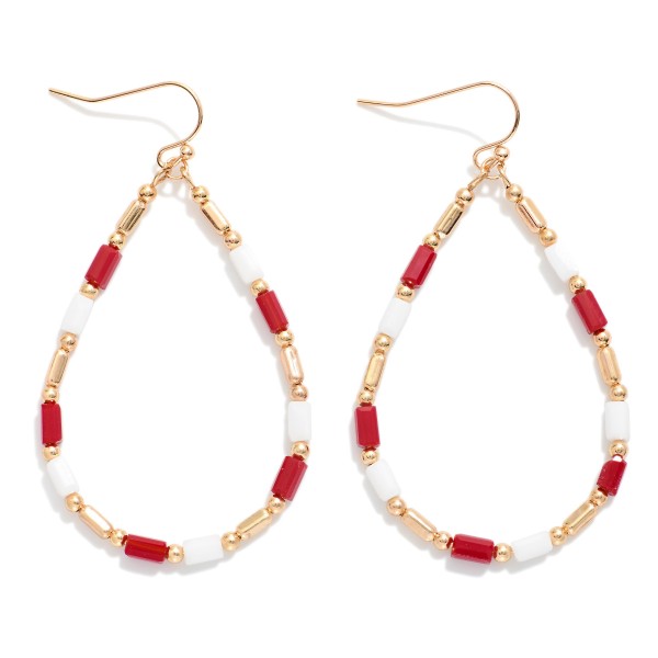 Beaded Teardrop Drop Earrings Featuring Glass Crystal & Metal Tones

- Approximately 2.25" L