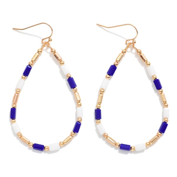 Beaded Teardrop Drop Earrings Featuring Glass Crystal & Metal Tones

- Approximately 2.25" L