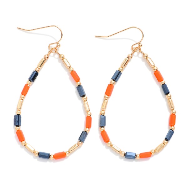 Beaded Teardrop Drop Earrings Featuring Glass Crystal & Metal Tones

- Approximately 2.25" L
