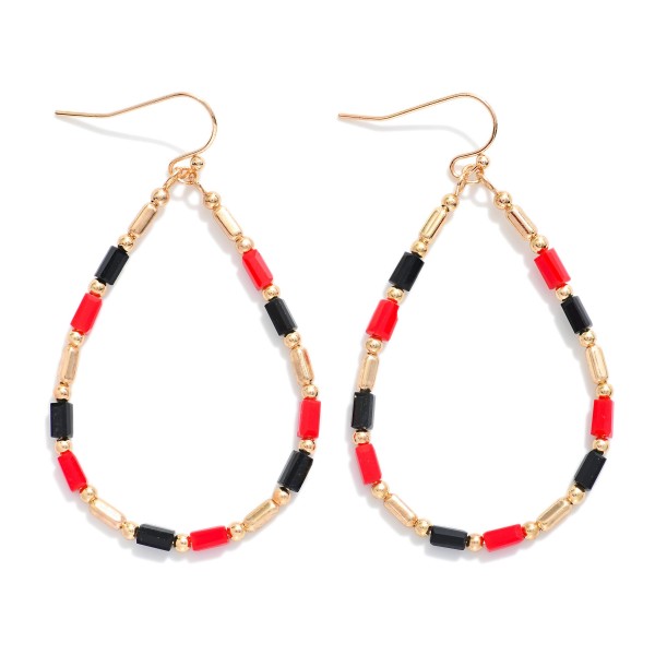 Beaded Teardrop Drop Earrings Featuring Glass Crystal & Metal Tones

- Approximately 2.25" L