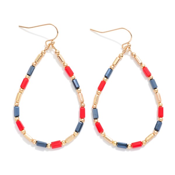 Wholesale beaded Teardrop Drop Earrings Glass Crystal Metal Tones L
