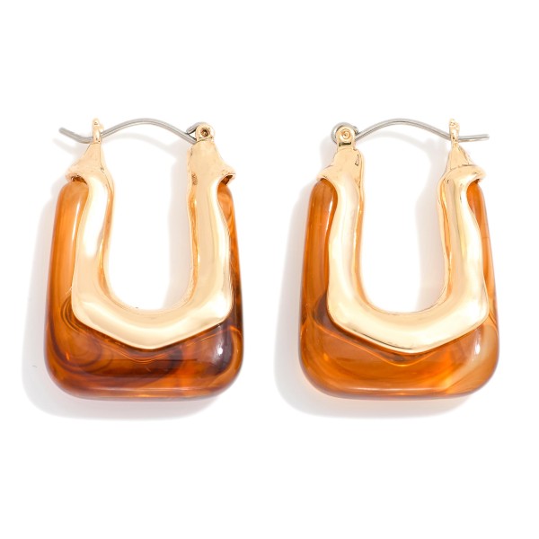 Acetate Square Hoop Post Drop Earrings

- Approximately 1" L

