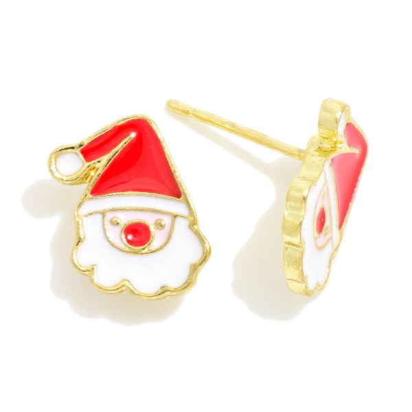 Enamel Santa Claus Stud Earrings 

- Approximately .5" L