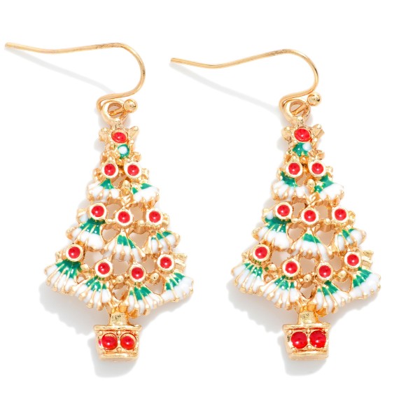 Wholesale painted Metal Christmas Tree Drop Earrings L