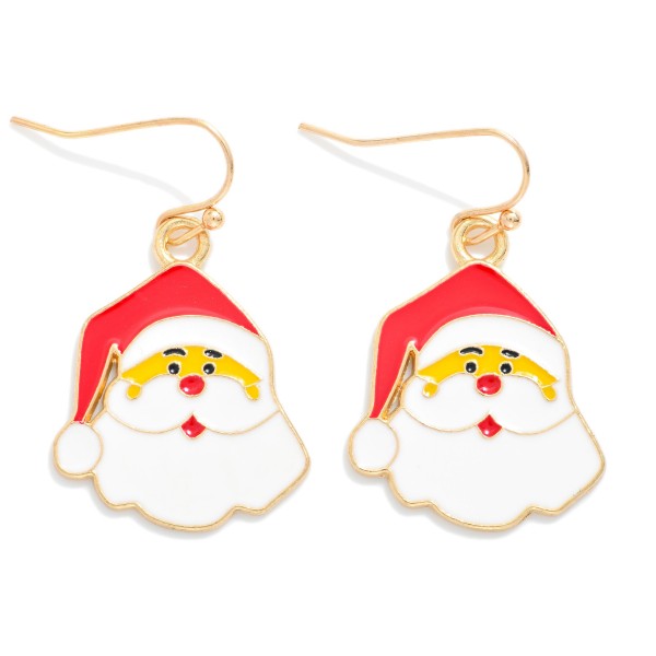 Enamel Santa Claus Drop Earrings 

- Approximately 1" L