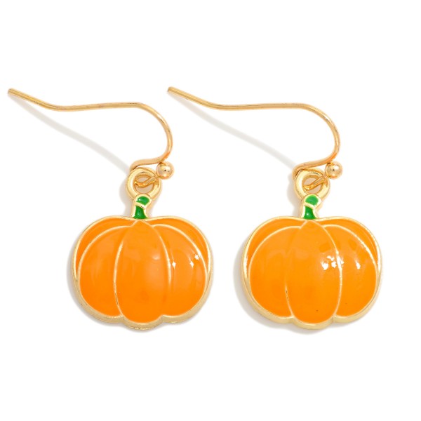 Enamel Pumpkin Drop Earrings 

- Approximately .75" L