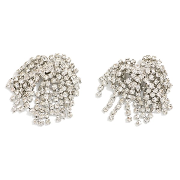 Rhinestone Tassel Post Drop Earrings

- Approximately 1" L

