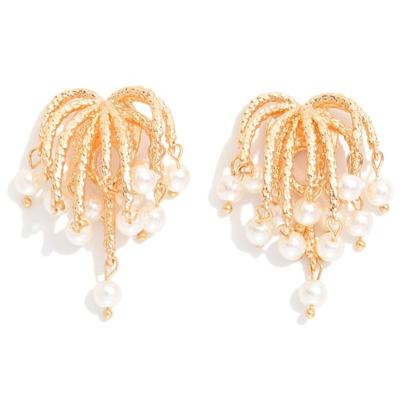 Tassel Post Drop Earrings Featuring Pearl Dangle Detail 

- Approximately 1" L


