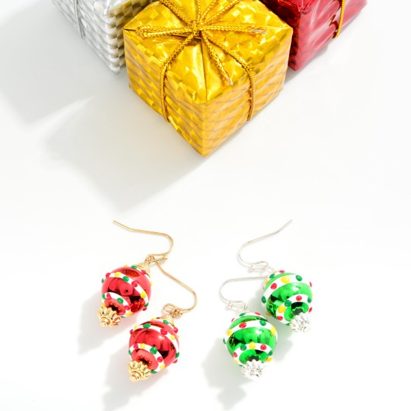 Metal Christmas Ornament Drop Earring 
- Approximately 1.5" L