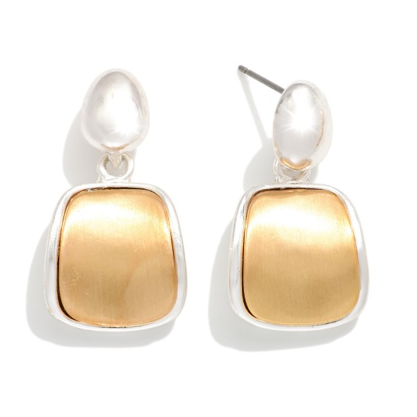 Brushed Metal Geometric Shape Post Drop Earrings 

- Approximately 1" L 