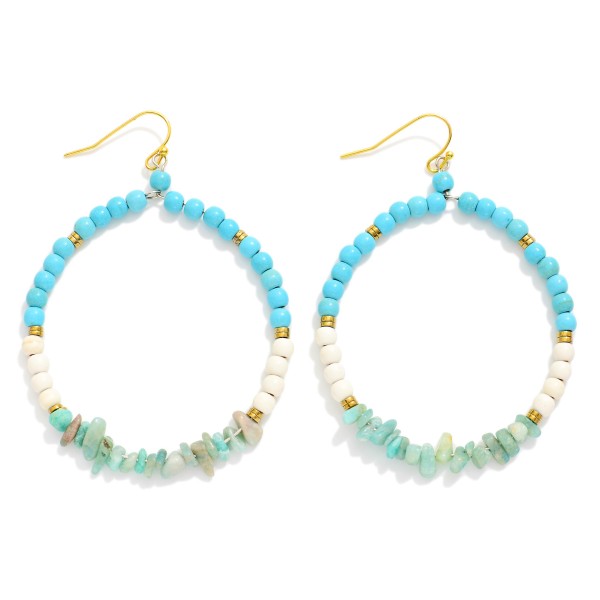 Wholesale stone Beaded Hoop Drop Earrings L