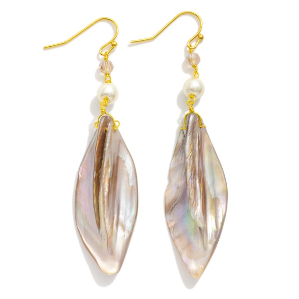 Wholesale linked Bead Shell Post Drop Earrings L