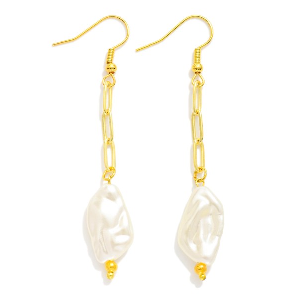 Wholesale paperclip Chain Link Earrings Baroque Pearl Detail L