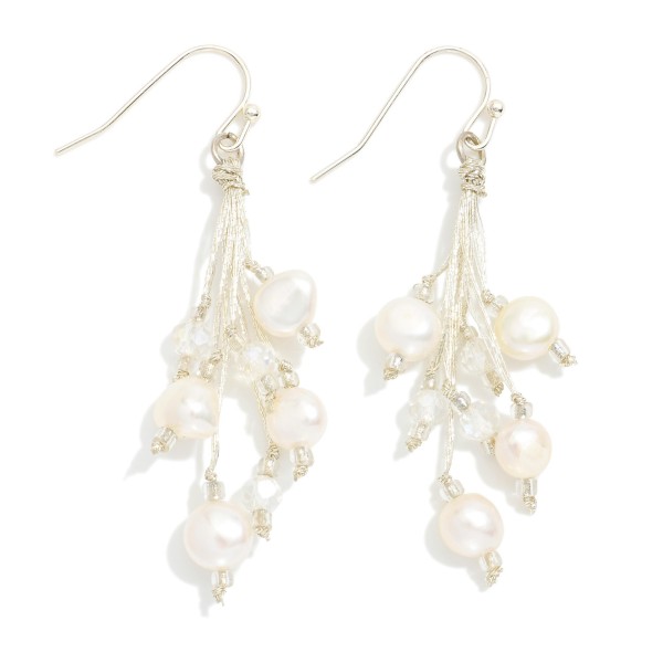Pearl & Faceted Bead Tassel Drop Earrings 

- Approximately 1.5" L 