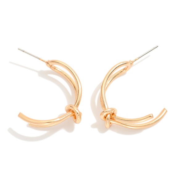 Knotted Metal Tone Half Hoop Earrings 

- Approximately 1" L