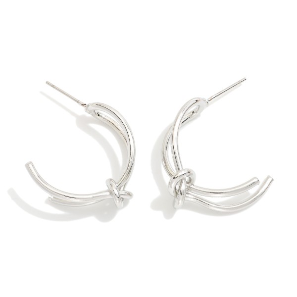 Knotted Metal Tone Half Hoop Earrings 

- Approximately 1" L