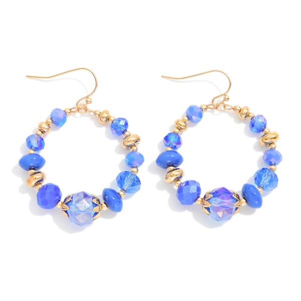 Faceted & Metal Tone Bead Beaded Hoop Drop Earrings 

- Approximately 1.75" L