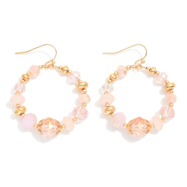 Faceted & Metal Tone Bead Beaded Hoop Drop Earrings 

- Approximately 1.75" L