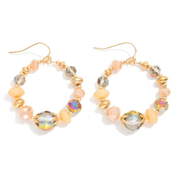 Faceted & Metal Tone Bead Beaded Hoop Drop Earrings 

- Approximately 1.75" L