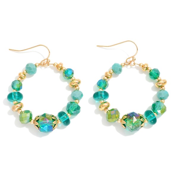 Wholesale faceted Metal Bead Beaded Hoop Drop Earrings L
