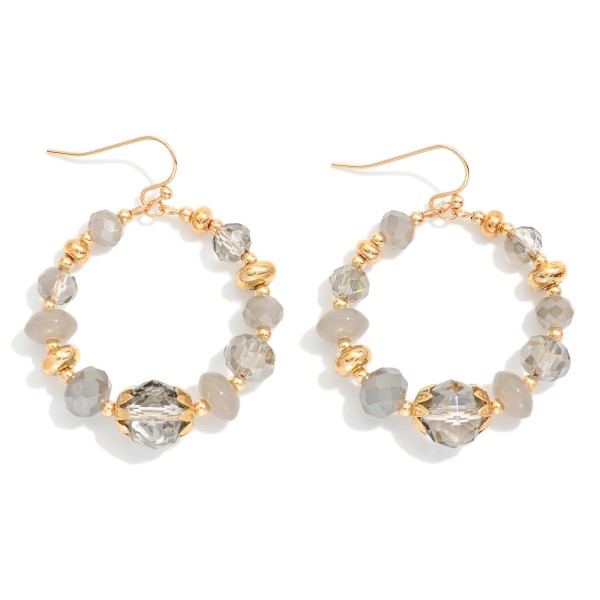 Wholesale faceted Metal Bead Beaded Hoop Drop Earrings L
